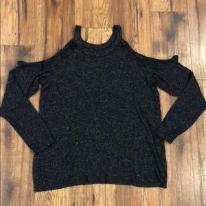 AEO Soft & Sexy Plush Black Cold Shoulder Sweater